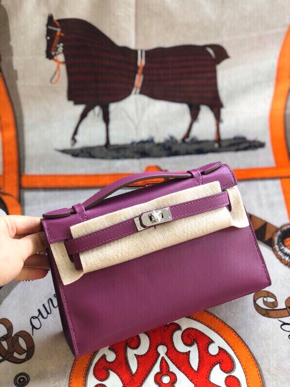 에르메스 미니 켈리백22 아네몬느 은장 스위프트